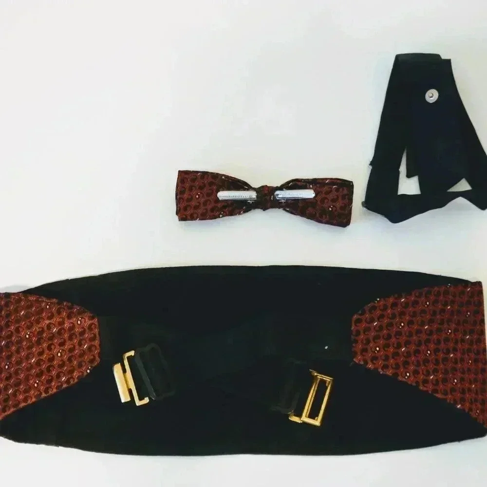 Ormond Cummerbund 2 Bow Tie Set Small Medium Brown